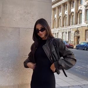 Leather bomber jacket